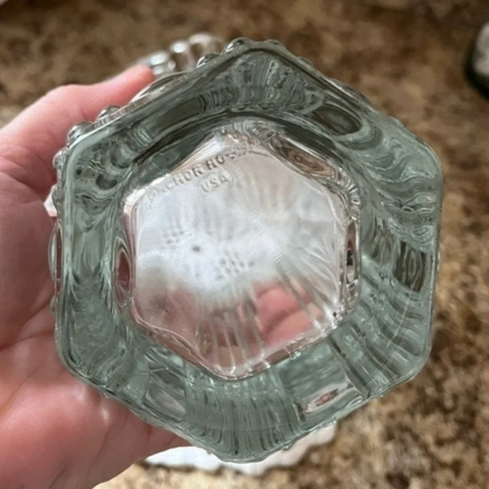 Vintage Anchor Hocking USA Clear Glass Vase Ridged and Scalloped